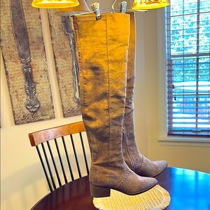 Brown Knee-High Suede Boots